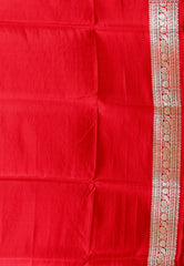 Red Wedding Banarasi Silk Saree with Blouse Piece