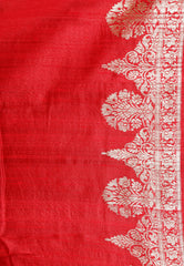 Red Tussar Pure Silk Saree with Blouse Piece