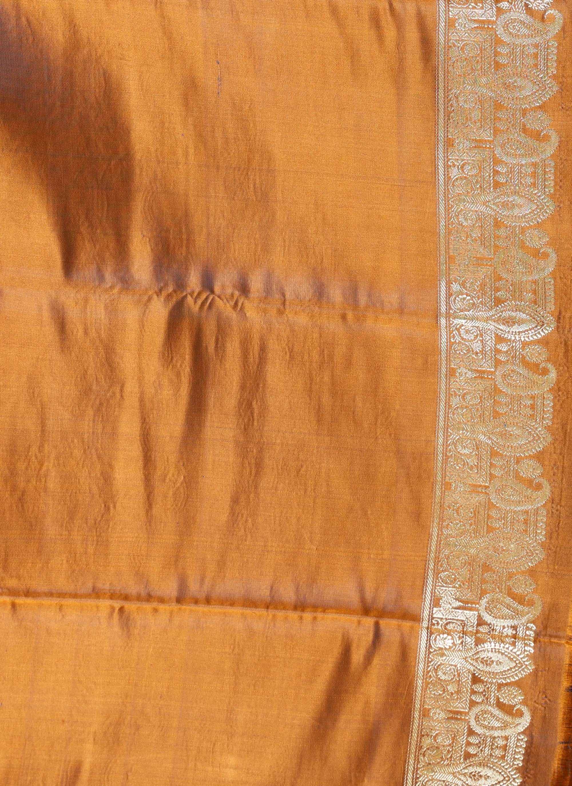 Mustard Pastel Banarasi Silk Saree With Blouse Piece