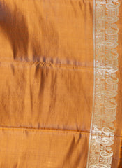 Mustard Pastel Banarasi Silk Saree With Blouse Piece