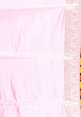 Pink Pastel Banarasi Silk Saree With Blouse Piece