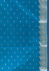 Feroza Blue Katan Silk Saree With Blouse Piece