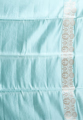 Sky Blue Pastel Banarasi Silk Saree With Blouse Piece