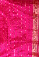 Beige Minakari with Magenta Border Kadwa Katan Pure Silk Saree With Blouse Piece