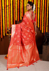 Pink Kani Silk Saree With Blouse Piece