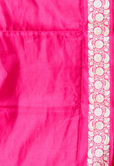 Magenta Wedding Banarasi Silk Saree with Blouse Piece