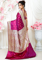 Purple Wedding Banarasi Silk Saree with Blouse Piece