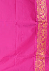 Sage Green with Magenta Border Kanjivaram Silk Saree With Blouse Piece