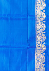 Royal Blue Wedding Banarasi Silk Saree with Blouse Piece