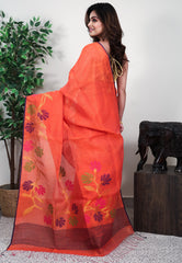 Orange Handloom Saree With Blouse Piece