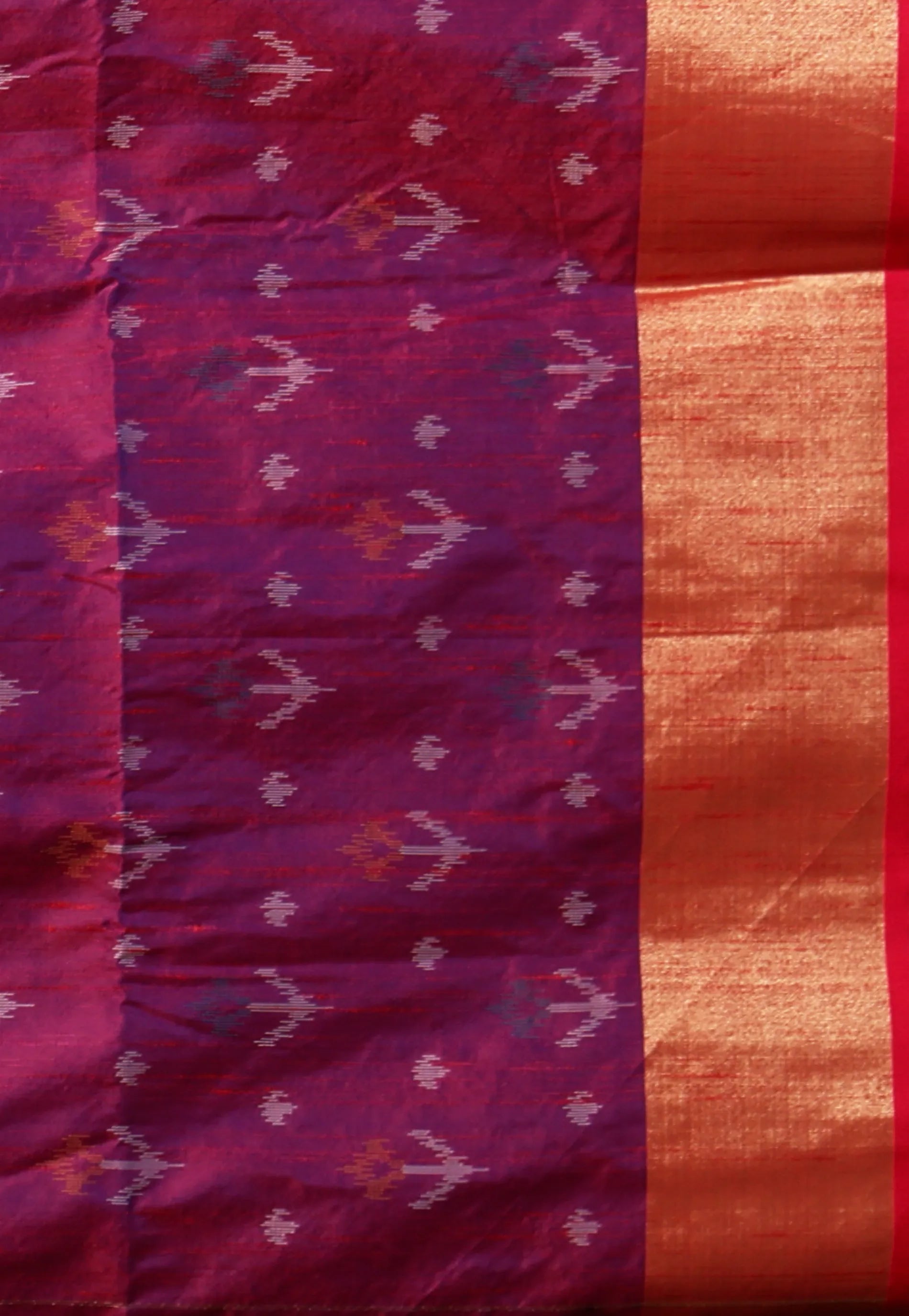 Peacock Blue Ikkat Silk Saree With Blouse Piece