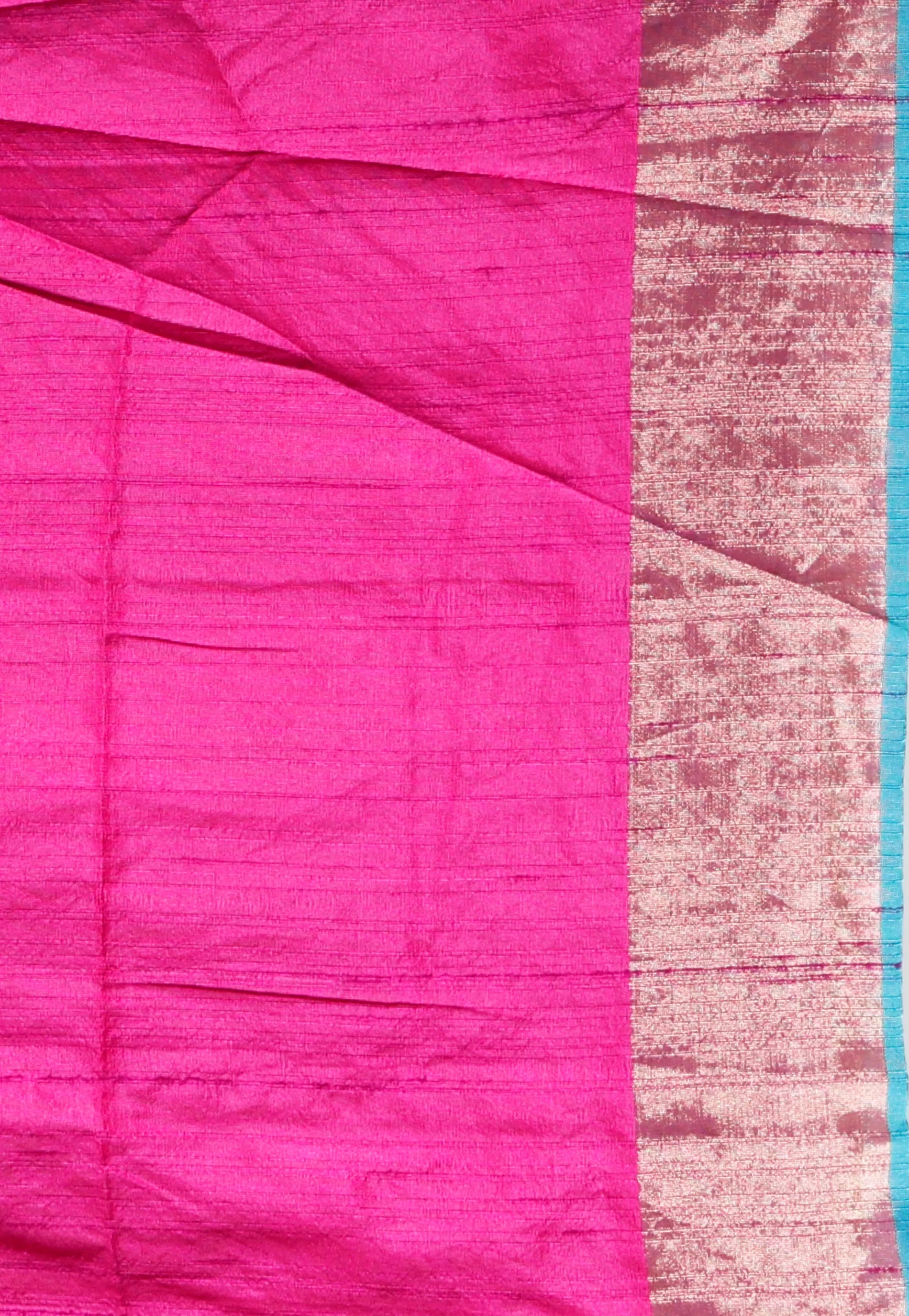 Magenta Tussar Silk Saree with Blouse Piece