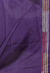 Purple Blended Silk Kantha Saree With Blouse Piece