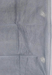 Grey Pure Kantha Silk Saree With Blouse Piece - Adi Akshoy & Co.