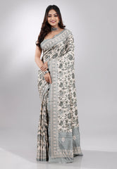 Tussar Colour Tussar Silk with Embroidery work Saree with Blouse Piece