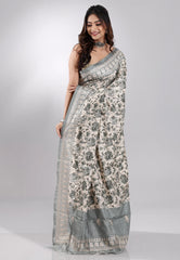 Tussar Colour Tussar Silk with Embroidery work Saree with Blouse Piece