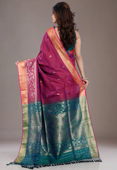 Cross Purple Tussar Silk Saree with Blouse Piece