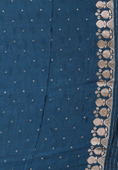 Deep Turquoise Blue Mashru Silk Saree With Blouse Piece - Adi Akshoy & Co.