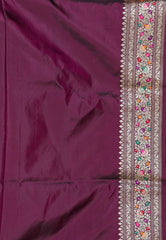 Magenta Minakari Kadwa Pure Silk Banarasi Saree with Blouse Piece