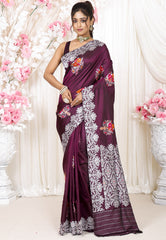 Magenta Minakari Kadwa Pure Silk Banarasi Saree with Blouse Piece