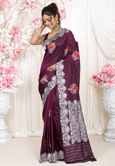 Magenta Minakari Kadwa Pure Silk Banarasi Saree with Blouse Piece