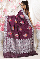 Magenta Minakari Kadwa Pure Silk Banarasi Saree with Blouse Piece