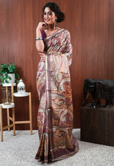 Brown Tussar Silk Saree with Blouse Piece