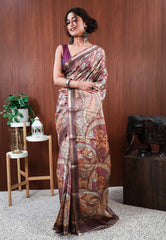 Brown Tussar Silk Saree with Blouse Piece