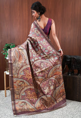 Brown Tussar Silk Saree with Blouse Piece