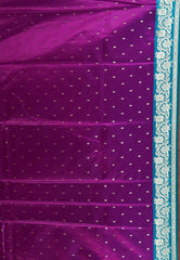 Magenta with Rama Green Border Mashru Silk Saree with Blouse Piece