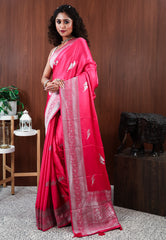 Rani Pink Mashru Silk Saree with Blouse Piece