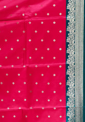 Rani Pink with Rama Green Mashru Silk Saree with Blouse Piece