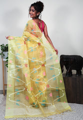 yellow Kora Saree With Blouse Piece