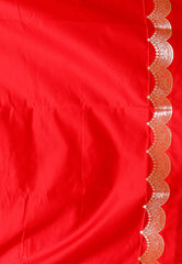 Red Wedding Banarasi Silk Saree with Blouse Piece