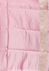 Pink Pastel Banarasi Silk Saree With Blouse Piece