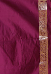 Off White with Magenta Korial Patli Banarasi Silk Saree With Blouse Piece