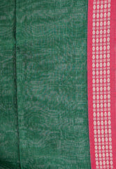 Bottle Green with Rani Pink Border Handloom Saree With Blouse Piece - Adi Akshoy & Co.
