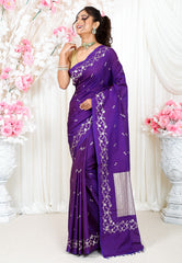 Purple Katan Silk Saree With Blouse Piece