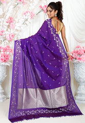 Purple Katan Silk Saree With Blouse Piece