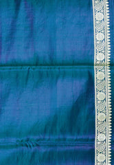 Dual shades of Purple and Bottle Green Wedding Banarasi Silk Saree with Blouse Piece