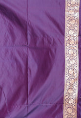 Purple Wedding Banarasi Silk Saree with Blouse Piece