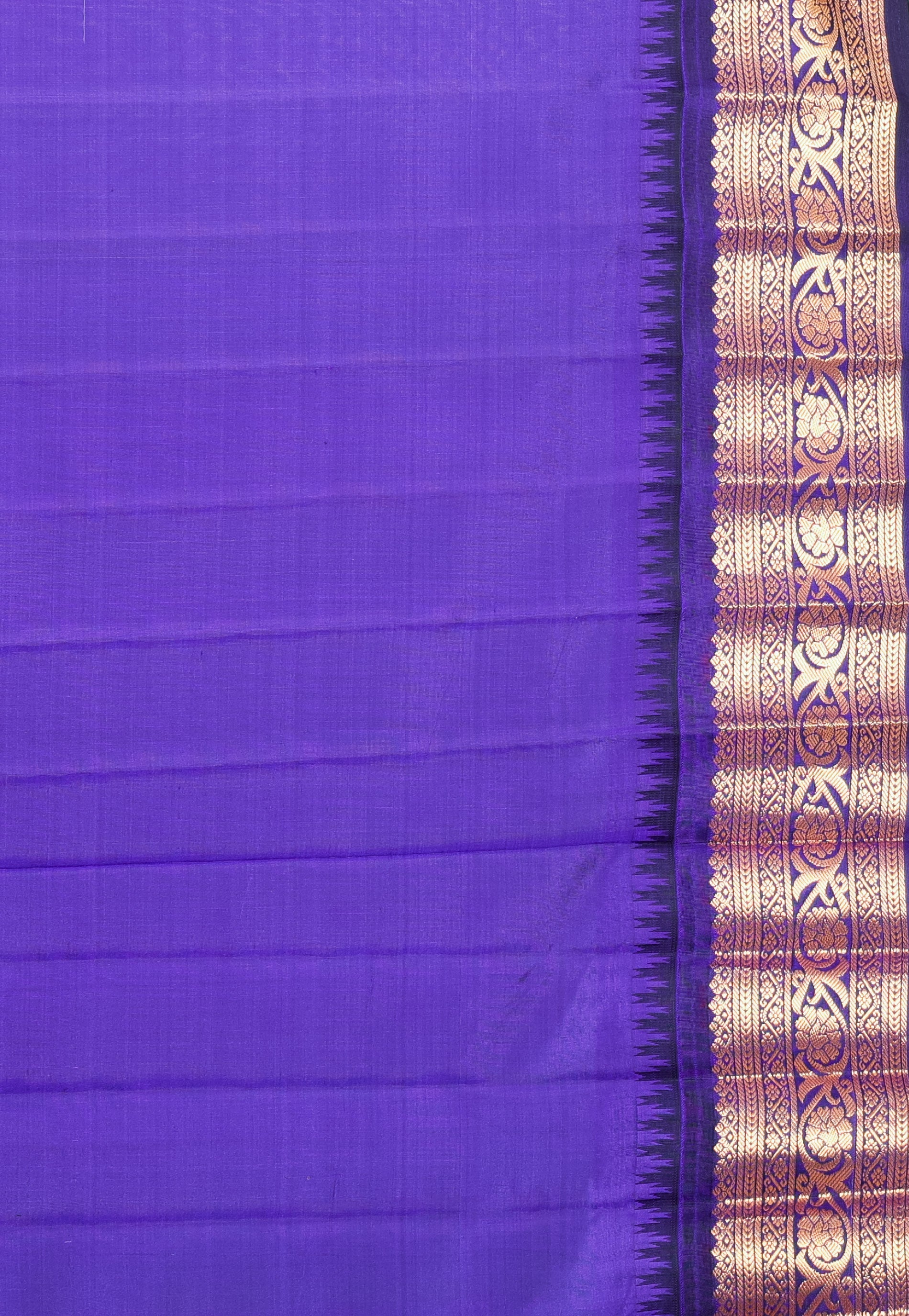 Sea Green with Green and Navy Blue Border Ganga Jamuna Border Gadwal Saree With Blouse Piece
