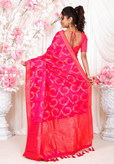 Rani Pink Mashru Silk Saree with Blouse Piece