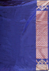 Navy Blue with Minakari Border Kadwa Katan Pure Silk Saree With Blouse Piece