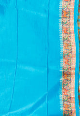 Blue Kani Silk Saree With Blouse Piece