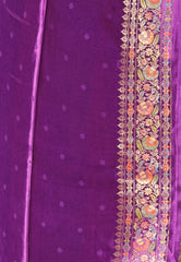 Purple Kani Silk Saree With Blouse Piece