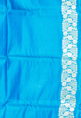 Feroza Blue Wedding Banarasi Silk Saree with Blouse Piece