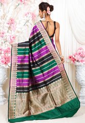Multicolor Kadwa Katan Pure Silk Saree With Blouse Piece