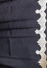 Black Kadwa Katan Pure Silk Saree With Blouse Piece