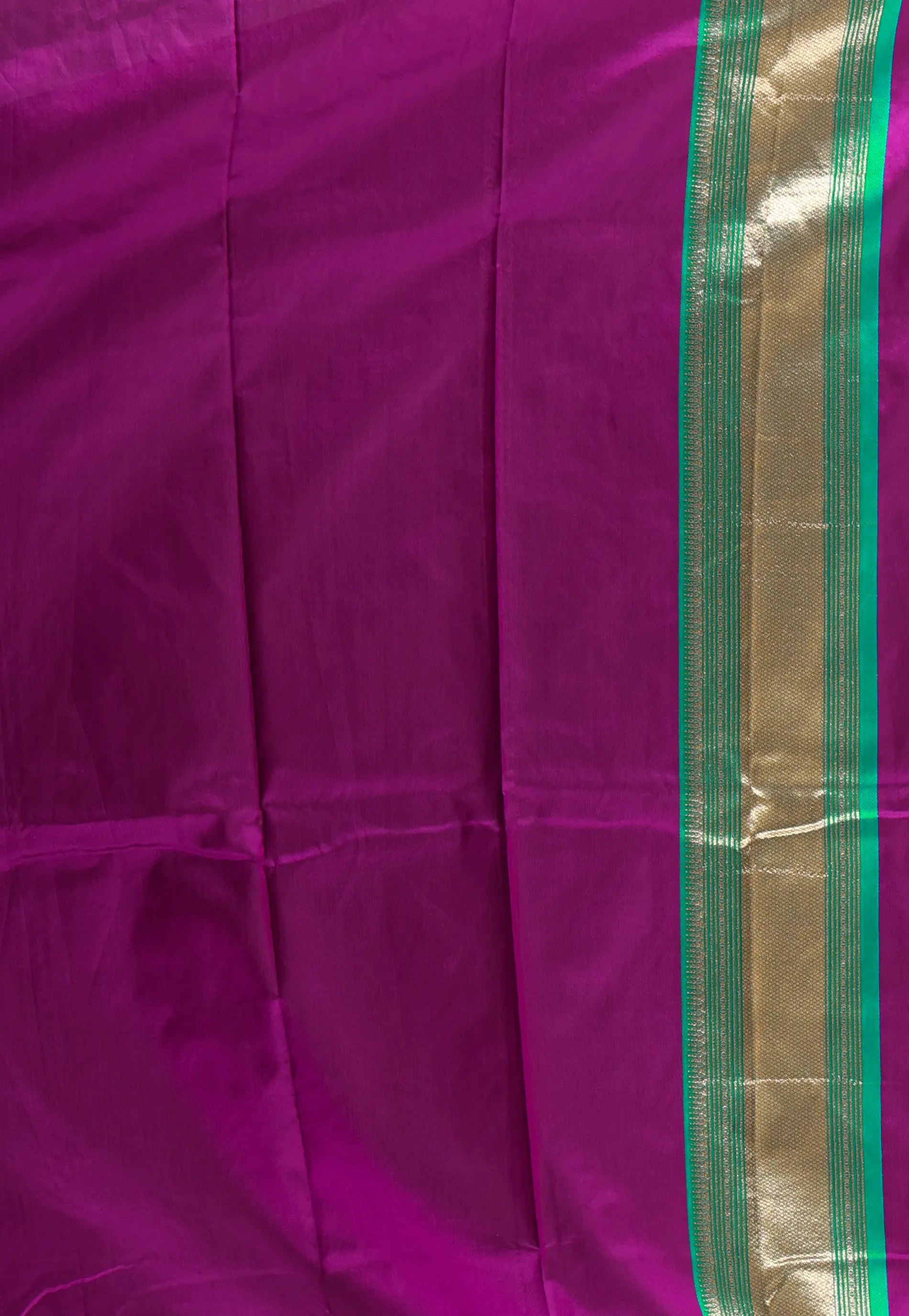 Purple with Ramma Green Border Kanjivaram Silk Saree With Blouse Piece - Adi Akshoy & Co.
